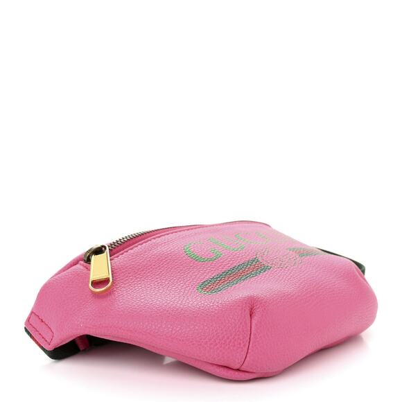 GUCCI Pink Grained Calfskin GG Logo Web Stripe Small Bum Belt Sling Bag - Picture 3 of 9